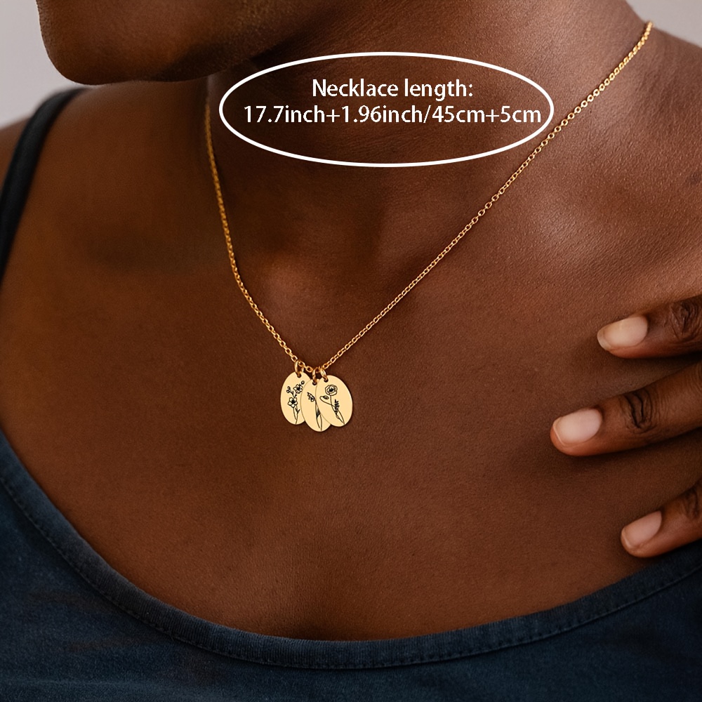 Personalized Women's Birth Flower Pendant Necklace in 18K Plated Design